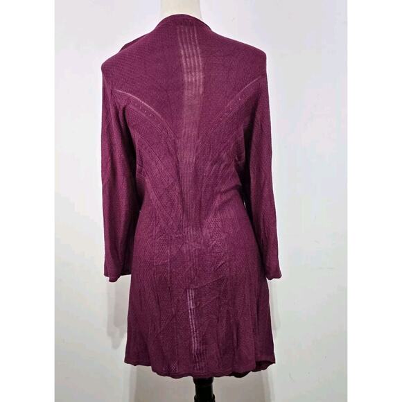 Torrid Slub Knit Women's Sz 3 Cardigan Drape Front Hi-Low Lightweight Purple - Picture 3 of 9
